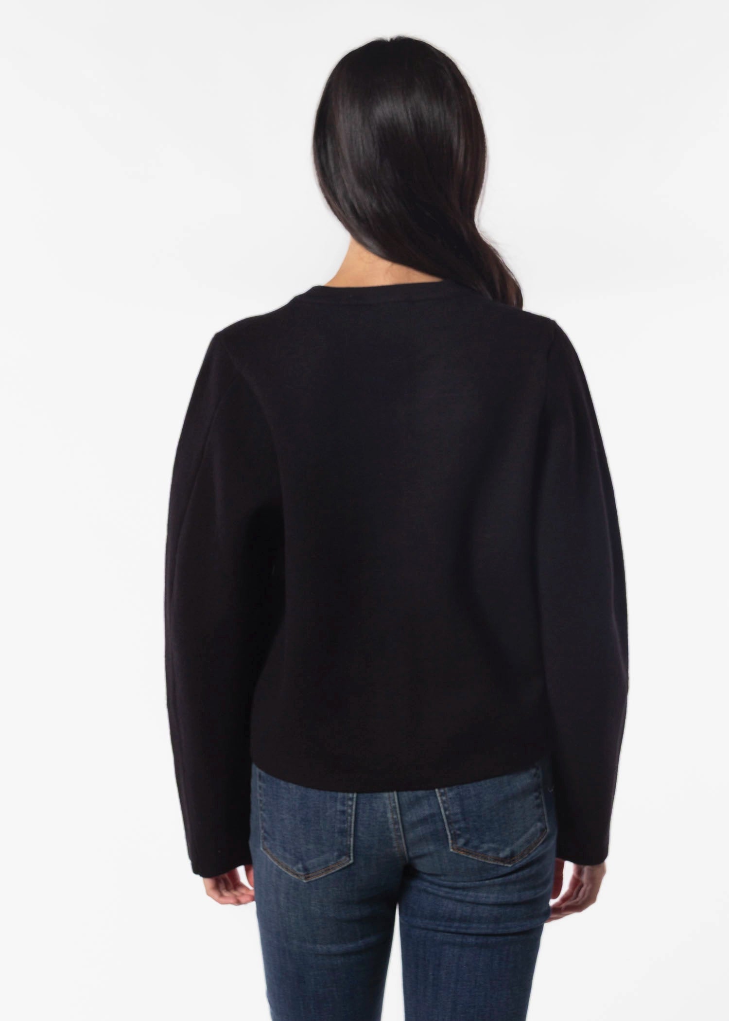swatch_Black cropped knit cardigan