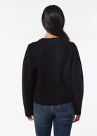 swatch_Black cropped knit cardigan