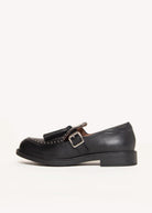 swatch_Black Leather big tassel loafer shoes
