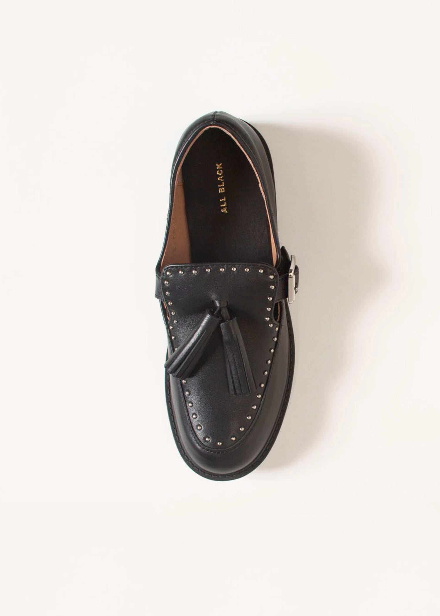 swatch_Black Leather big tassel loafer shoes