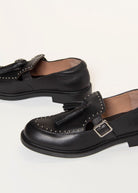 swatch_Black Leather big tassel loafer shoes
