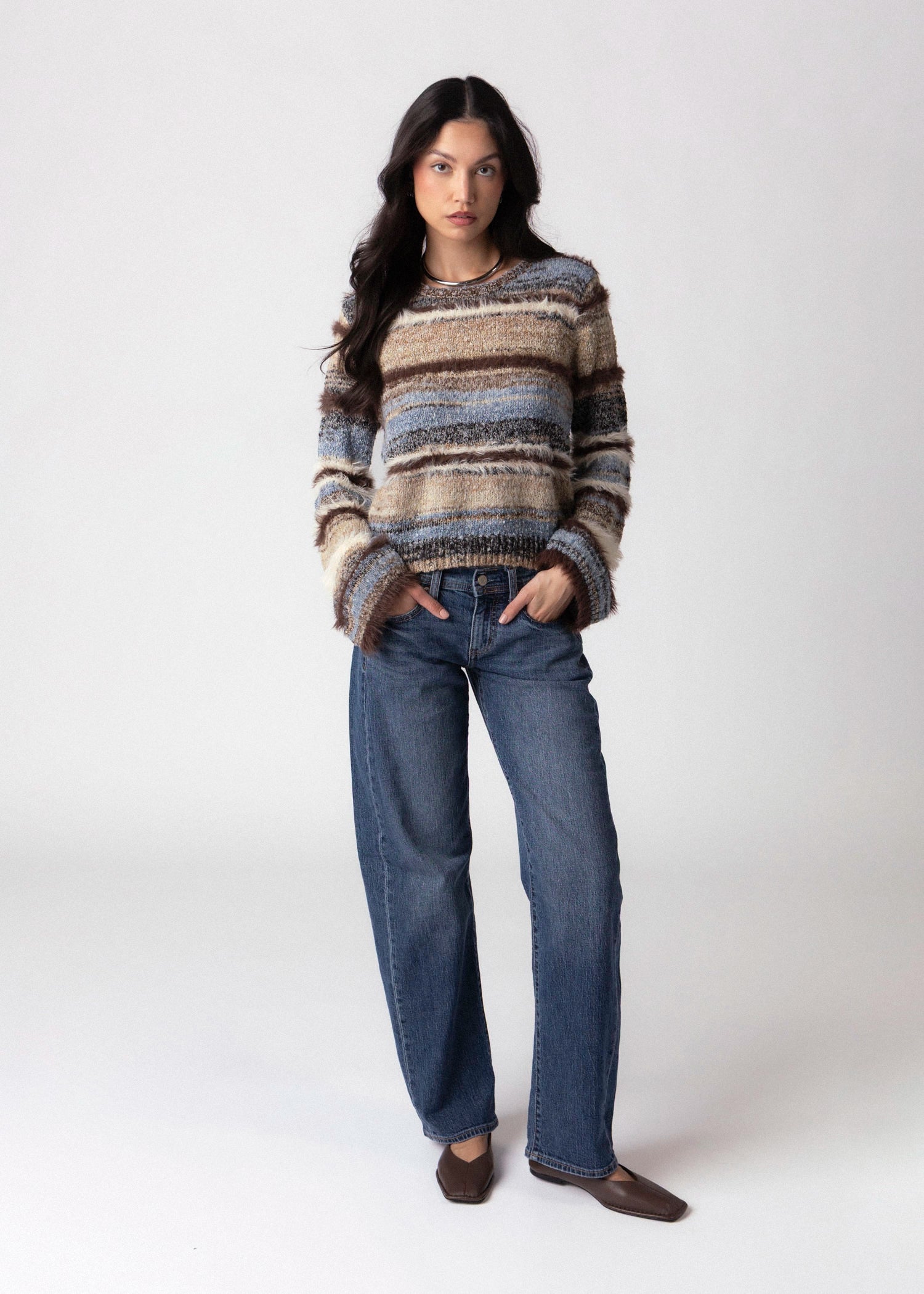 swatch_Multi fuzzy striped knit sweater