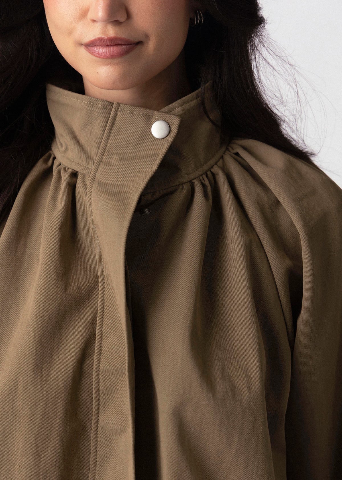 swatch_Light Olive high neck gathered jacket