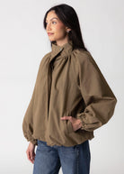 swatch_Light Olive high neck gathered jacket