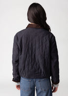 swatch_Denim Blue elle grey contrast collar quilted jacket