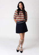 swatch_Navy pleated mini skirt