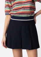 swatch_Navy pleated mini skirt