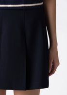 swatch_Navy pleated mini skirt