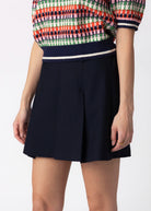 swatch_Navy pleated mini skirt