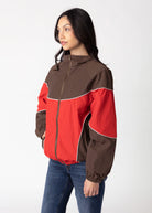 swatch_Brown/Red pretty garbage goldie funnel neck windbreaker jacket