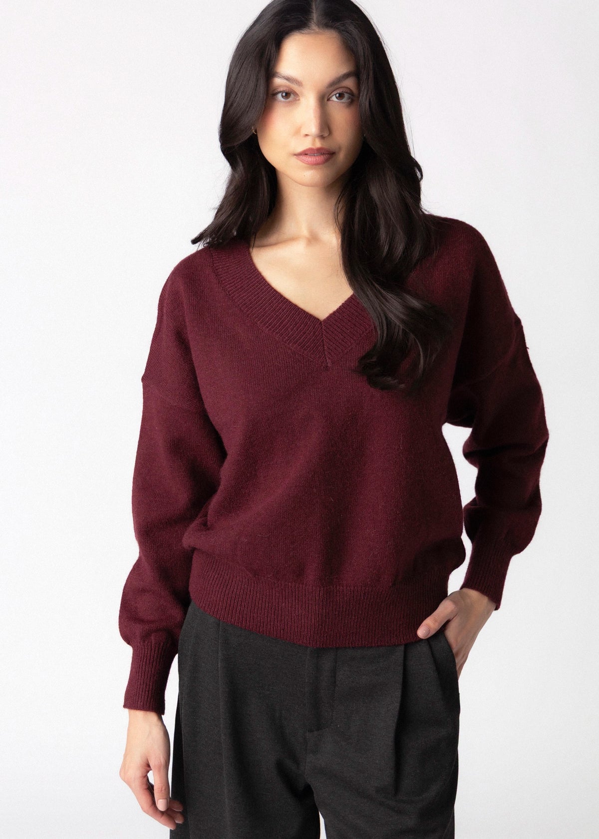 swatch_Bordeaux deluc boggle v-neck sweater