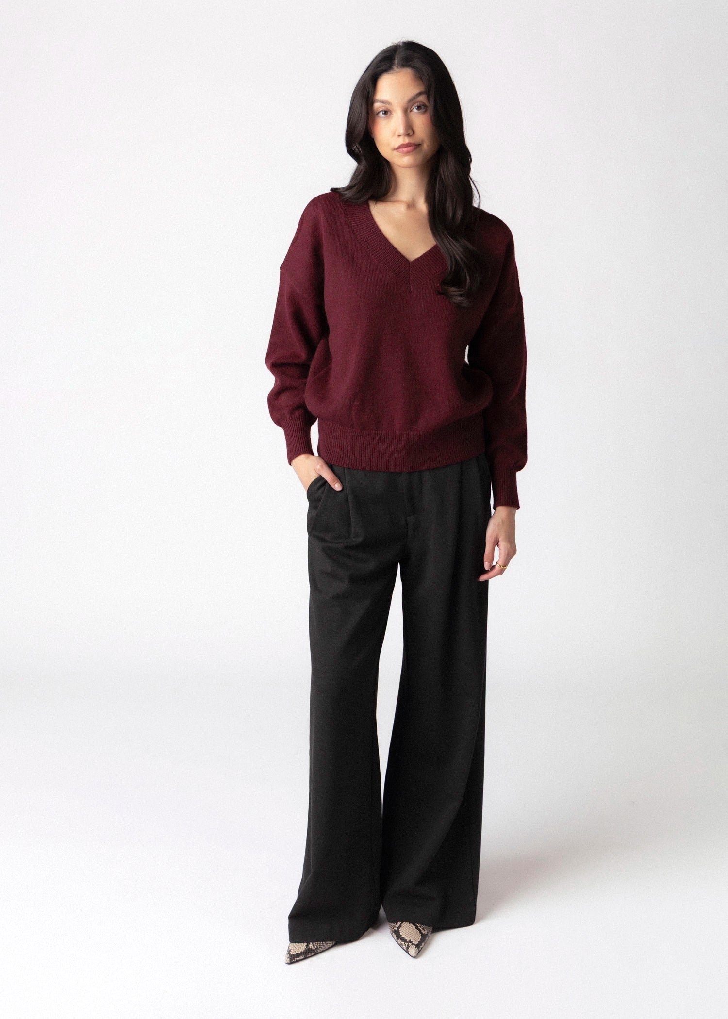 swatch_Bordeaux deluc boggle v-neck sweater