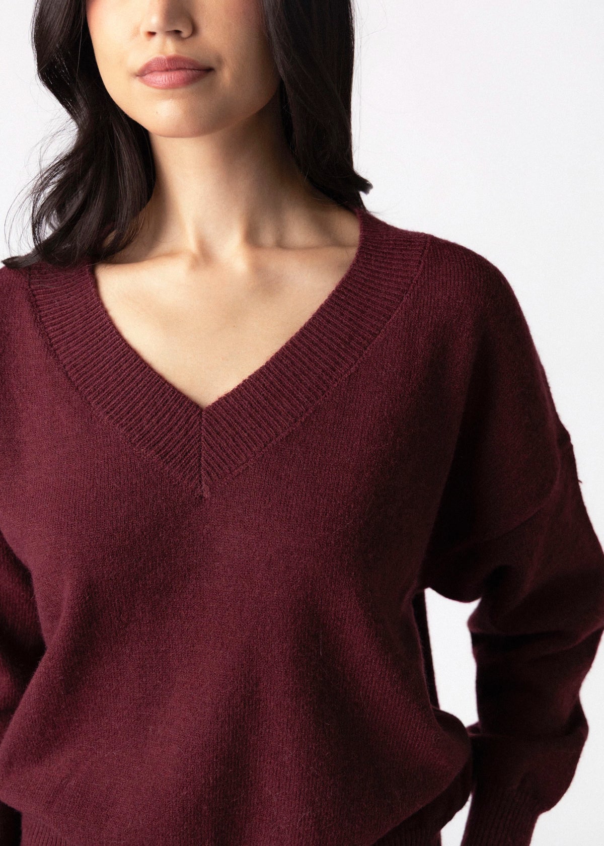 swatch_Bordeaux deluc boggle v-neck sweater