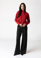 swatch_Red mod ref brooks high neck cardigan