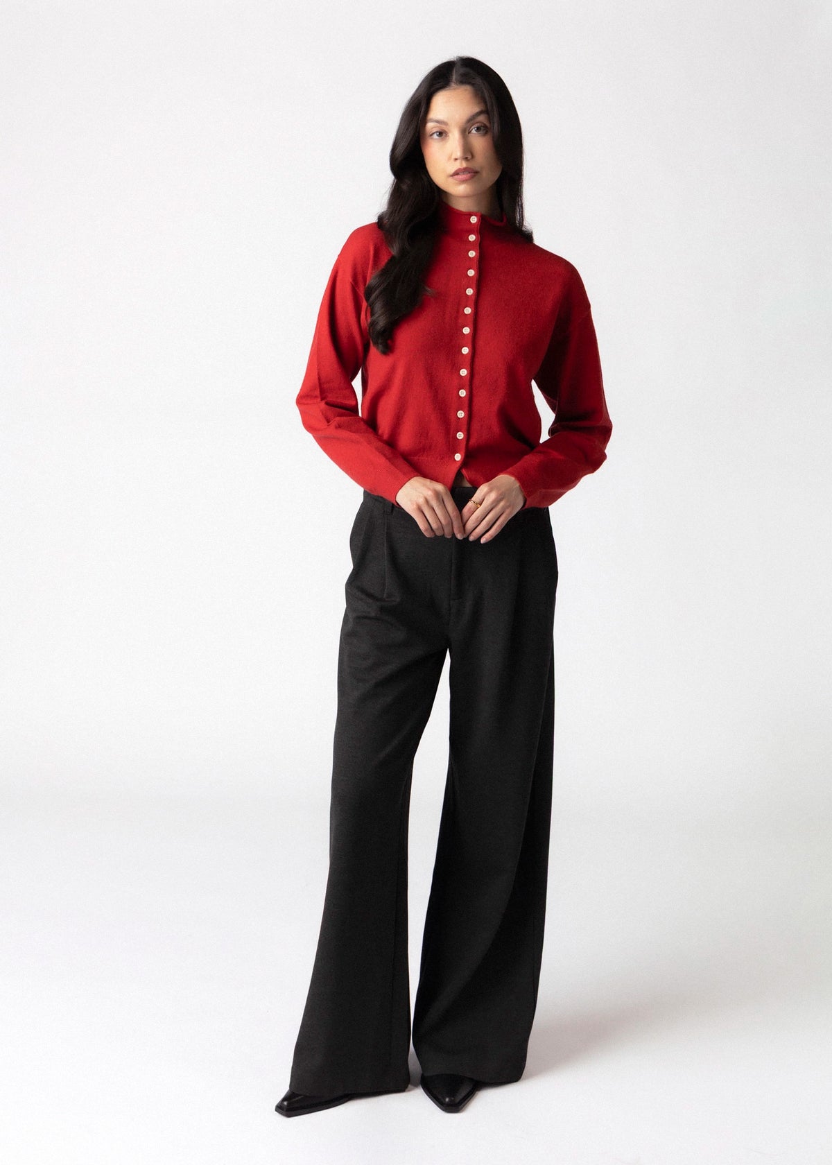 swatch_Red mod ref brooks high neck cardigan