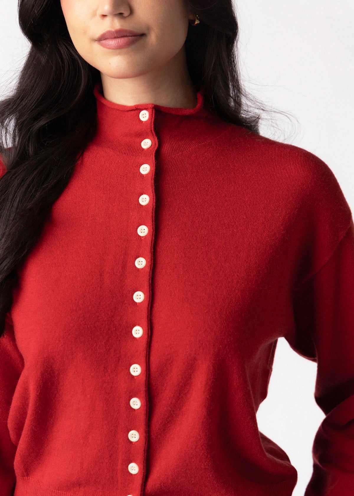 swatch_Red mod ref brooks high neck cardigan