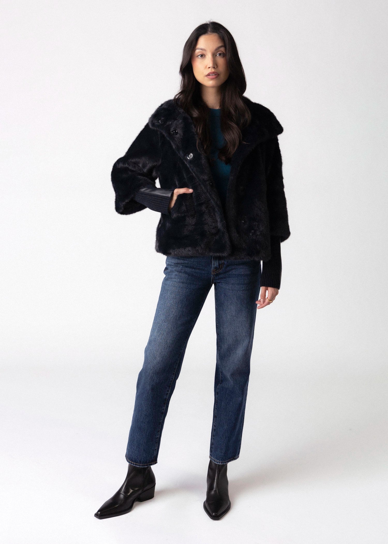 swatch_Dark Navy rino and pelle nesrin faux fur jacket