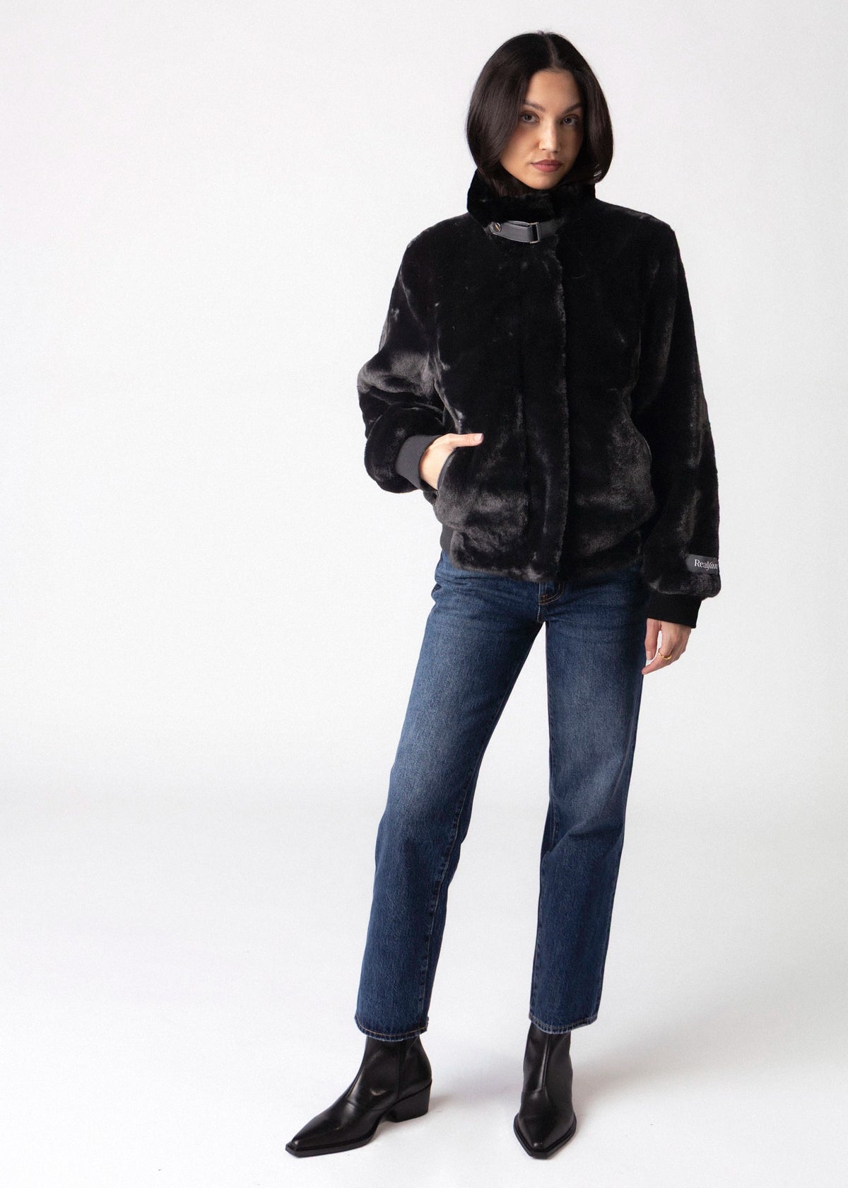 swatch_Black rino and pelle ambra faux fur jacket