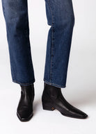 swatch_Black Leather steve madden dorene ankle boot