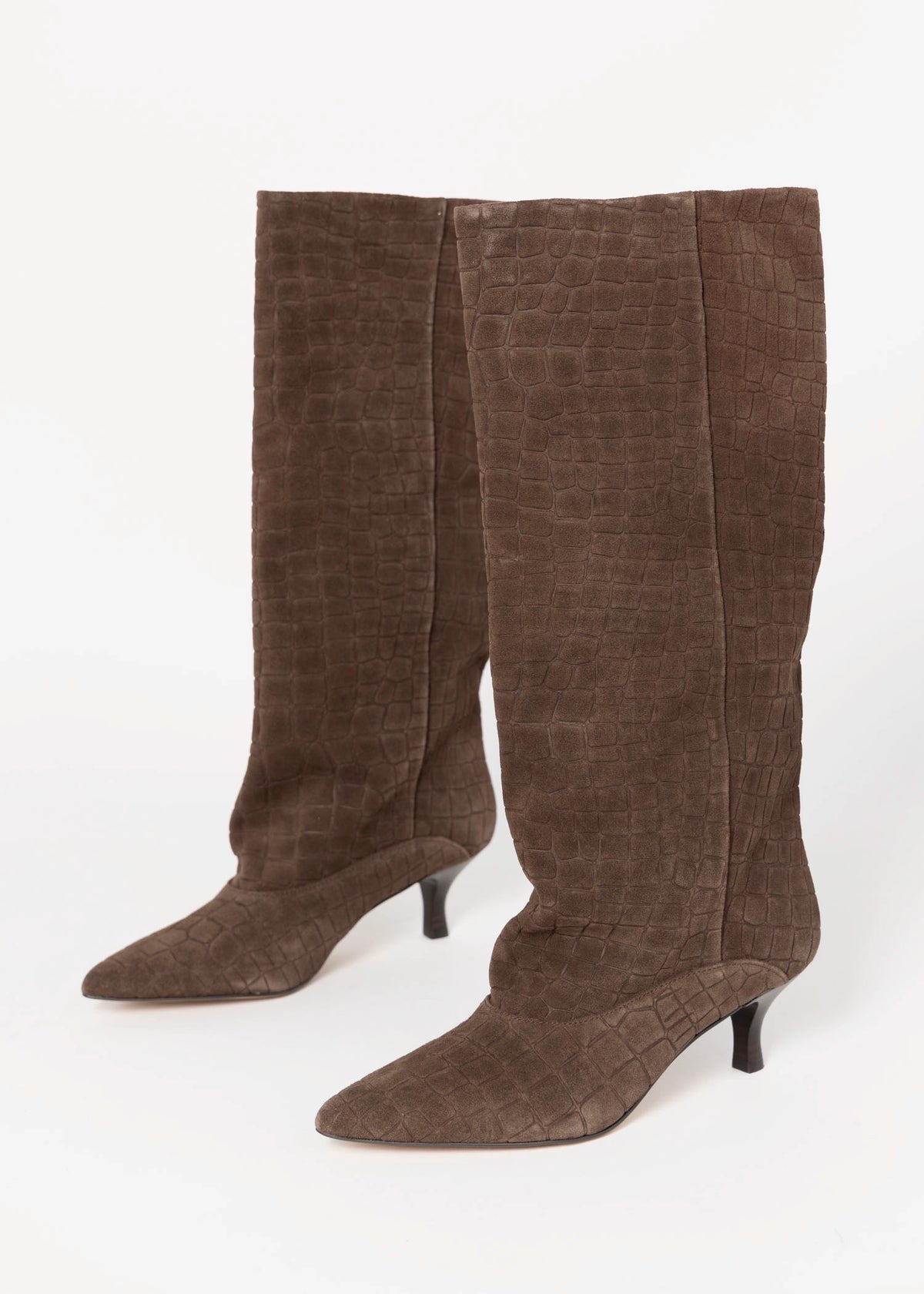 swatch_Chocolate Croc dolce vita roxla knee high boot