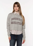 swatch_Heather Grey/Burgundy favorite daughter sweatshirt