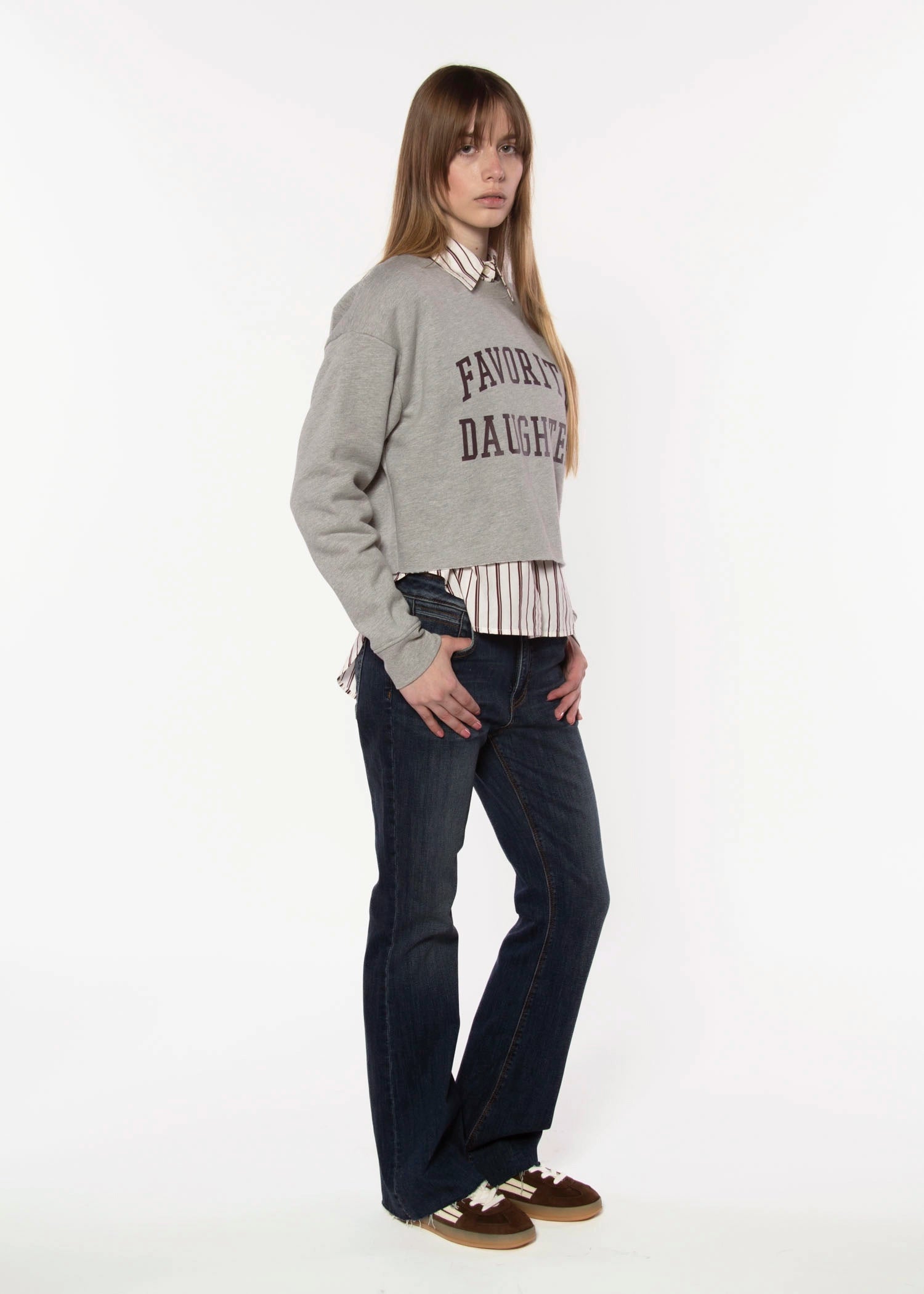 swatch_Heather Grey/Burgundy favorite daughter sweatshirt