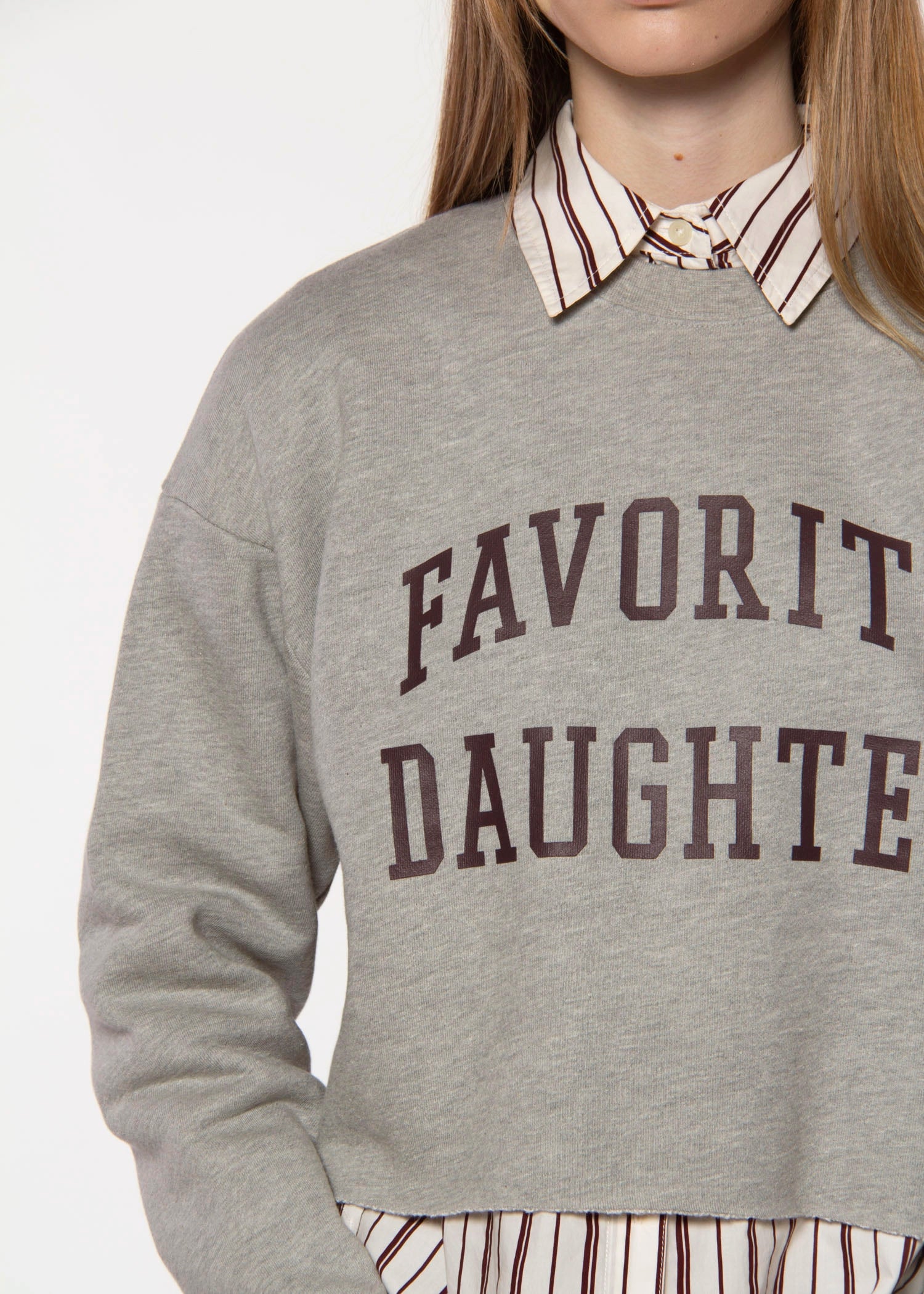 swatch_Heather Grey/Burgundy favorite daughter sweatshirt