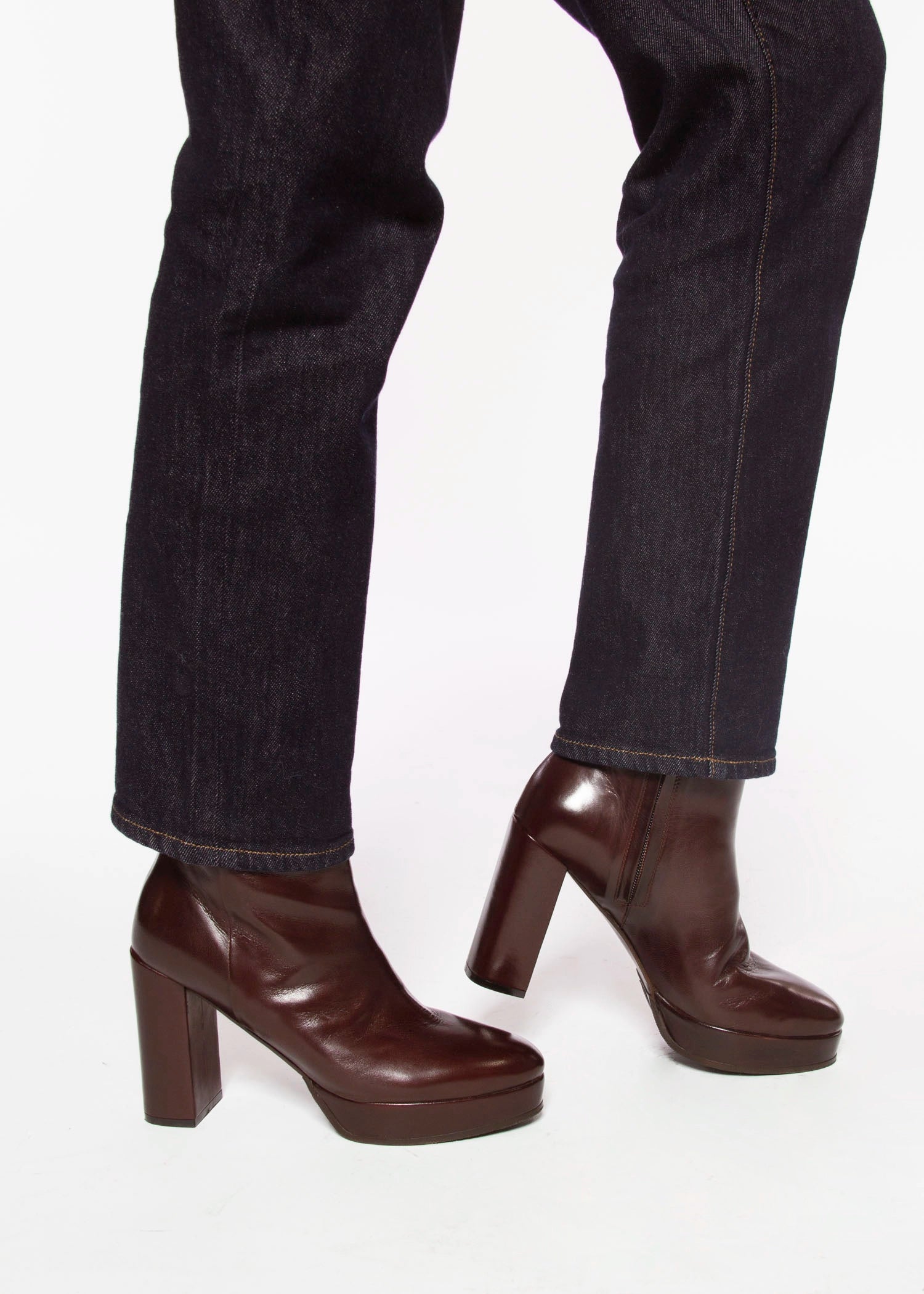 swatch_Rust Leather platform boot shoes