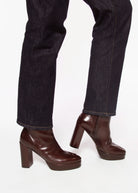 swatch_Rust Leather platform boot shoes