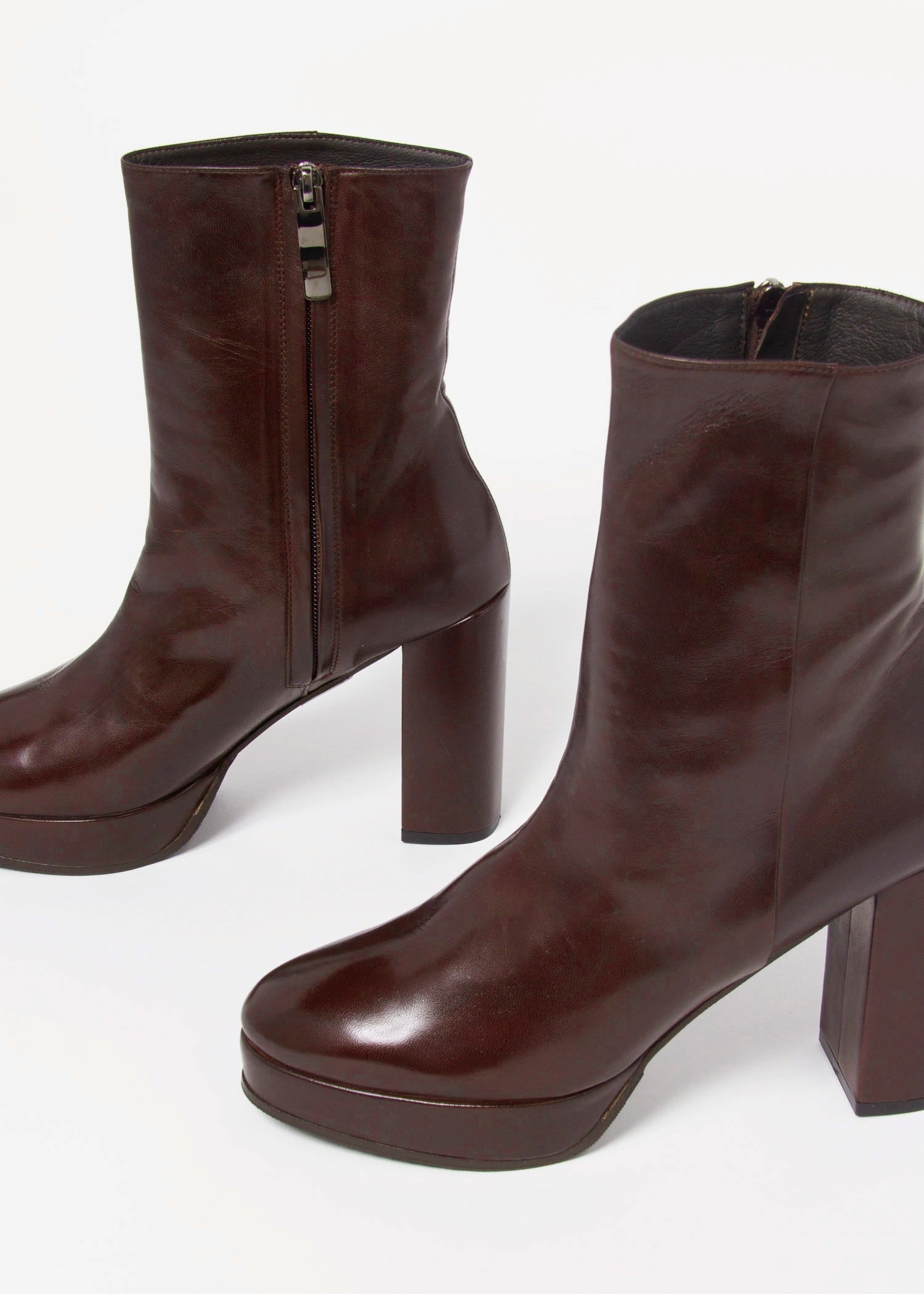 swatch_Rust Leather platform boot shoes