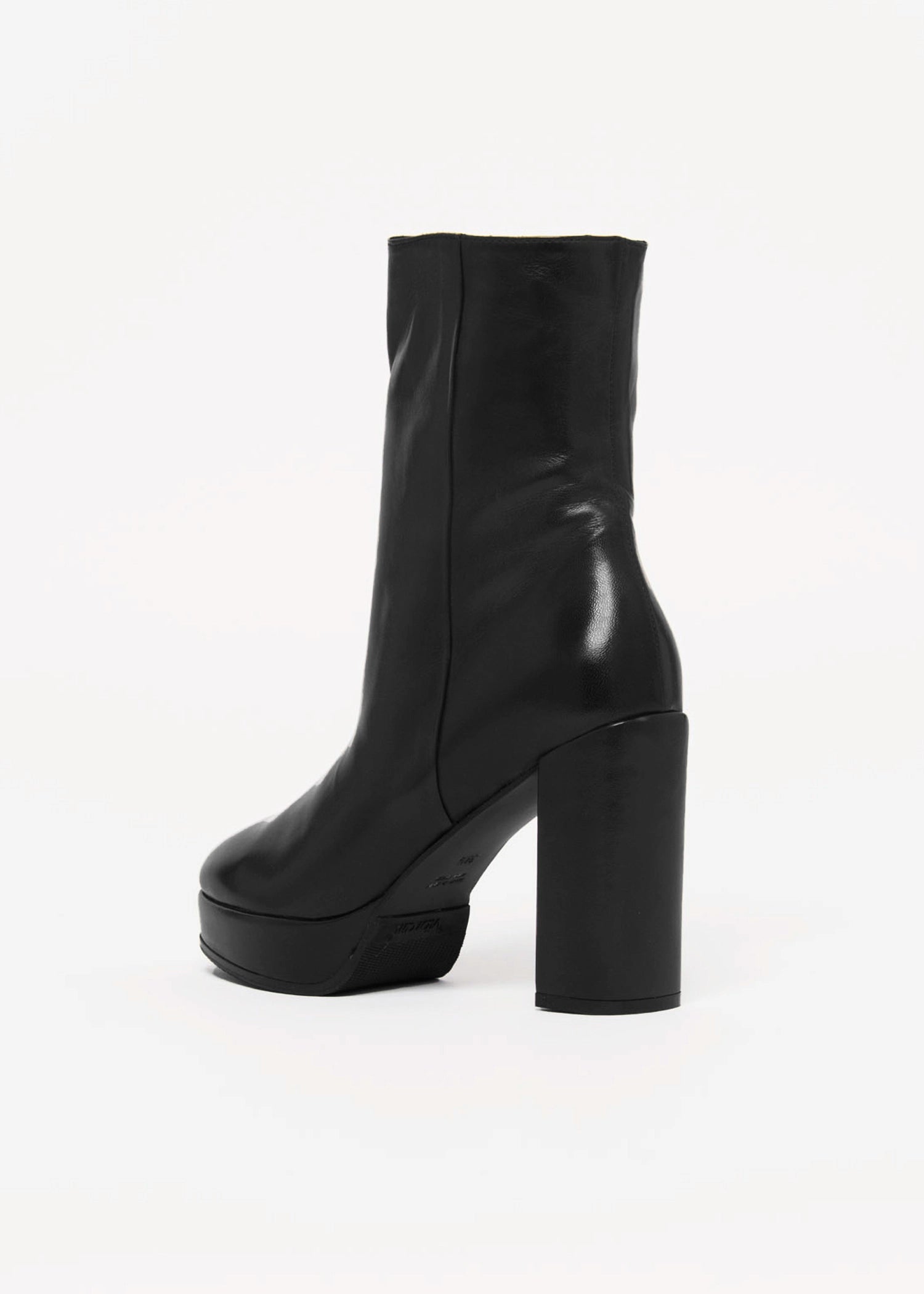 swatch_Black Leather platform boot shoes