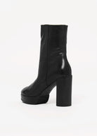 swatch_Black Leather platform boot shoes