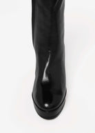 swatch_Black Leather platform boot shoes