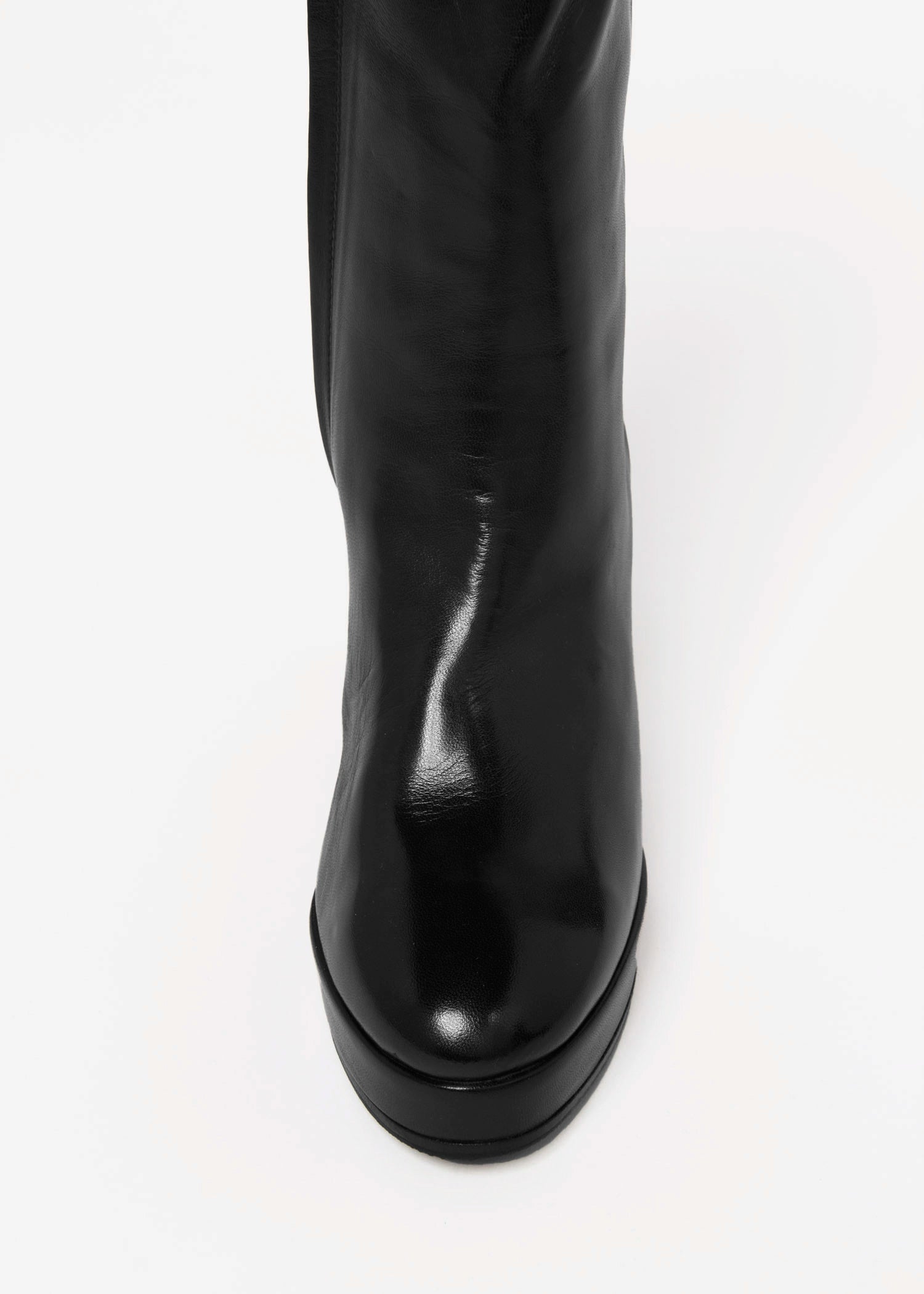 swatch_Black Leather platform boot shoes