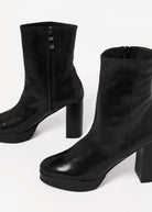 swatch_Black Leather platform boot shoes