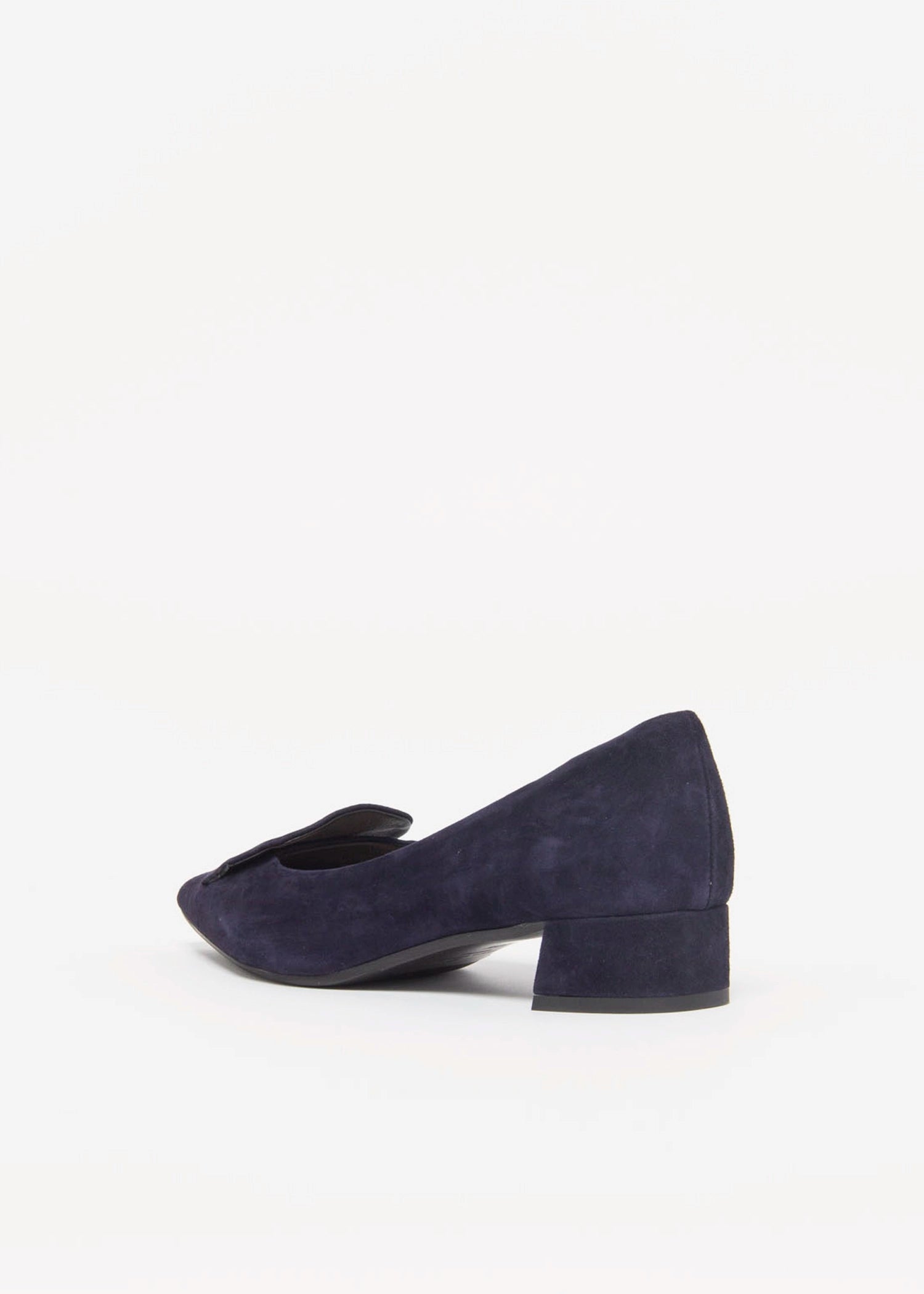 swatch_Navy Suede low heel pump shoes