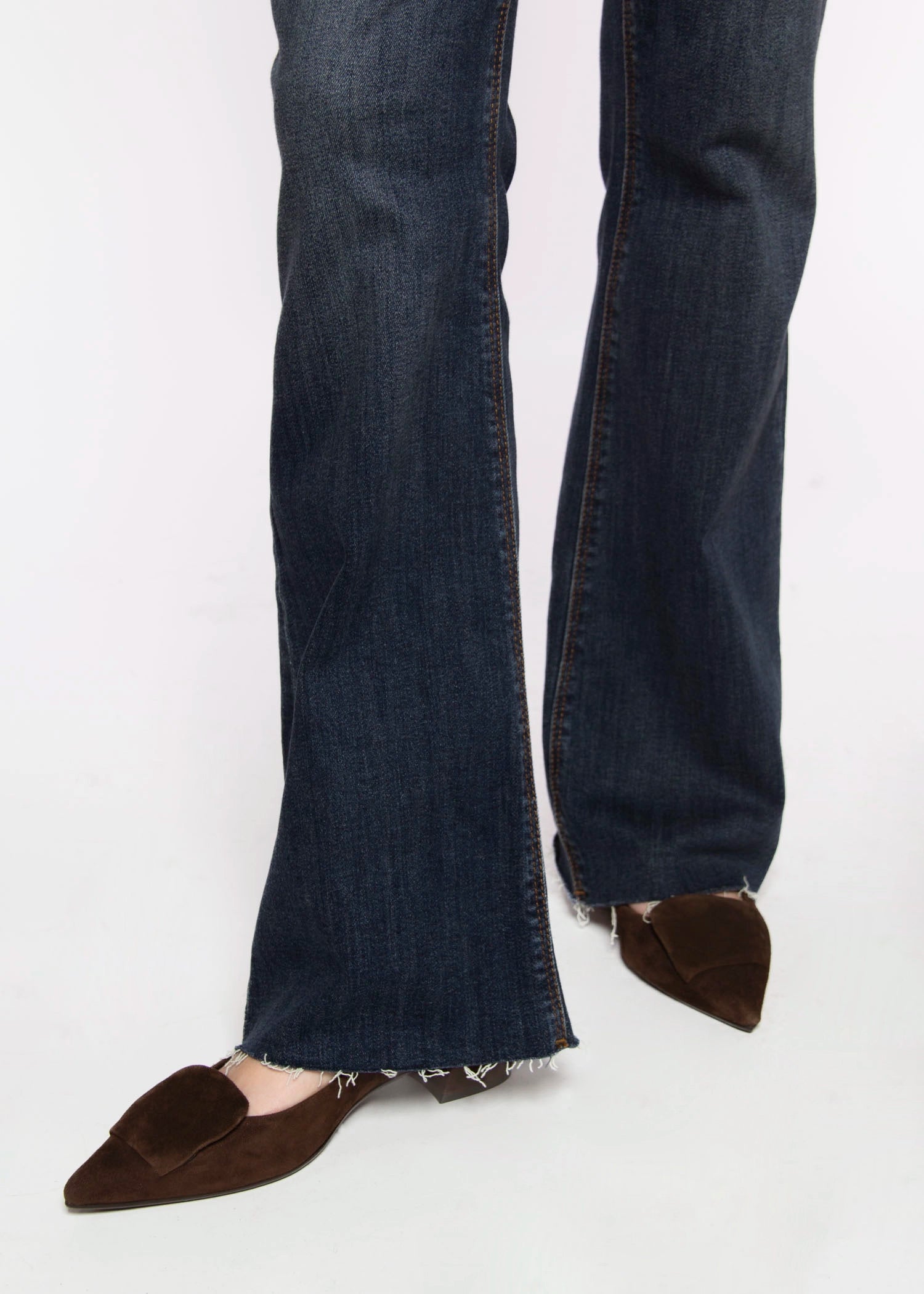 swatch_Dark Brown Suede low heel pump shoes