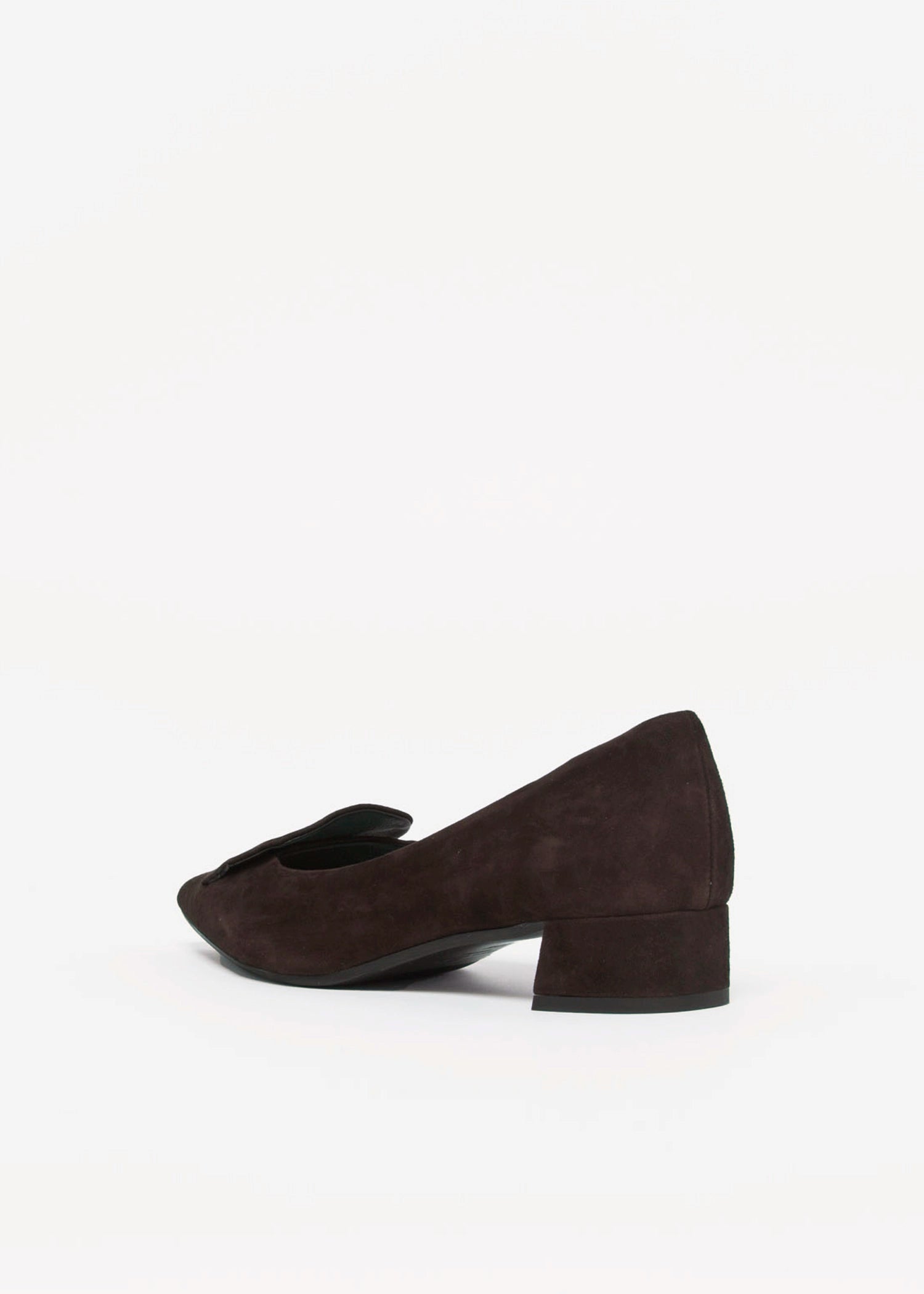 swatch_Dark Brown Suede low heel pump shoes