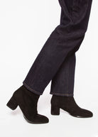 swatch_Black Suede stretch suede bootie boots