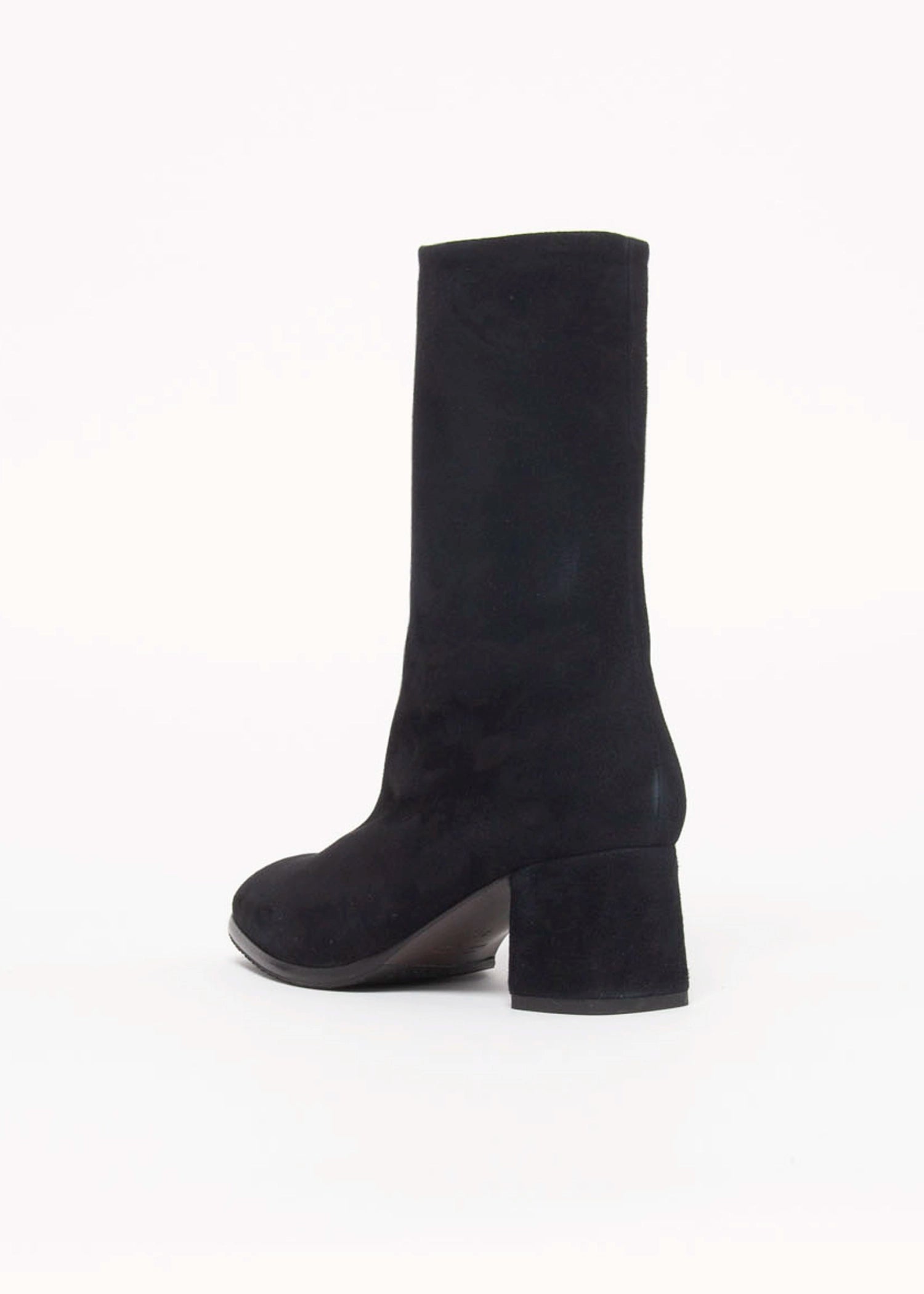 swatch_Black Suede stretch suede bootie boots