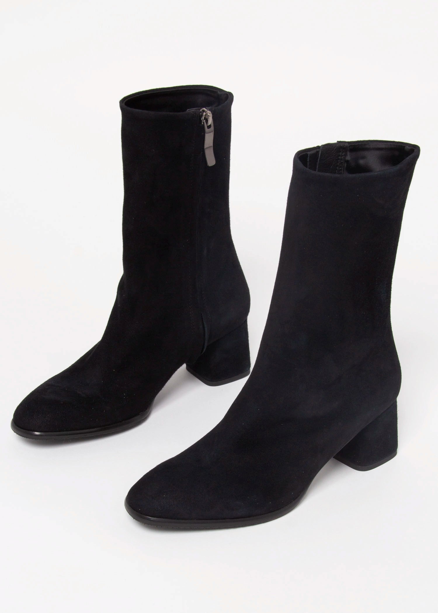 swatch_Black Suede stretch suede bootie boots