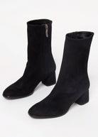 swatch_Black Suede stretch suede bootie boots