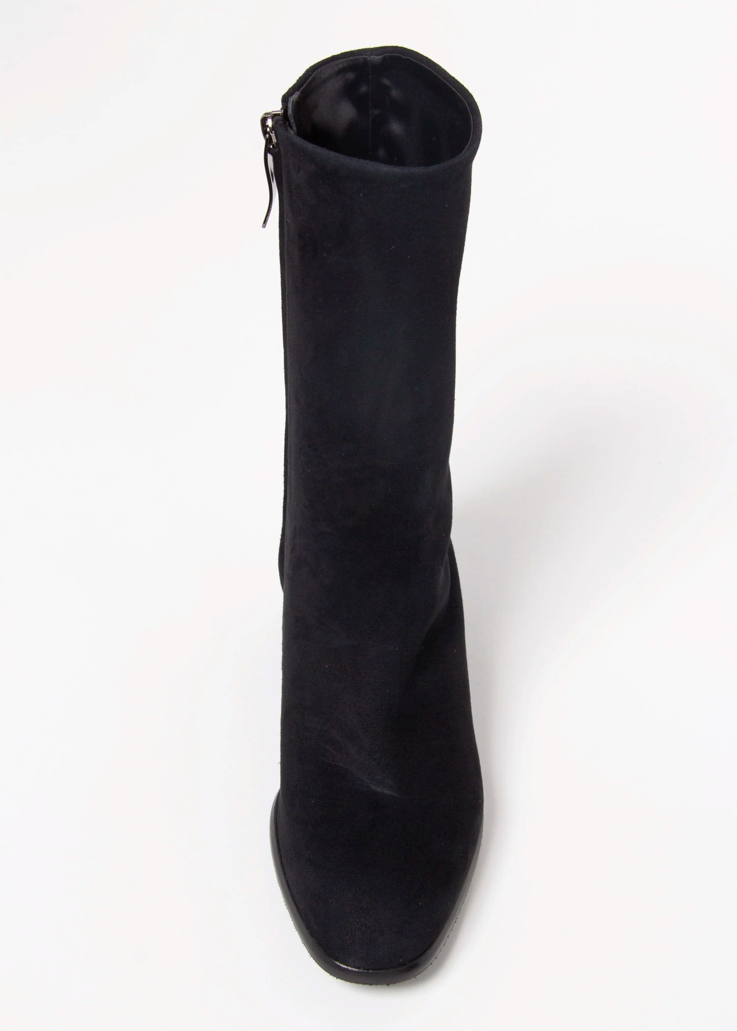 swatch_Black Suede stretch suede bootie boots