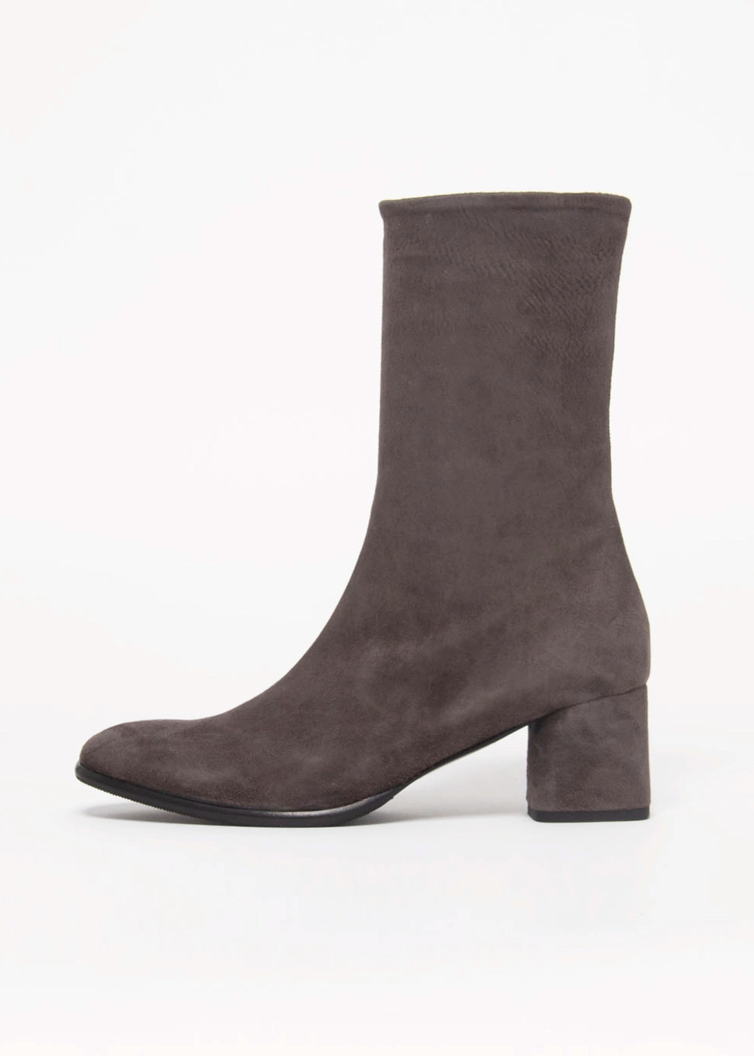 swatch_Grey Suede stretch suede bootie boots