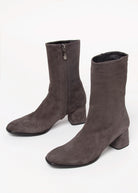 swatch_Grey Suede stretch suede bootie boots