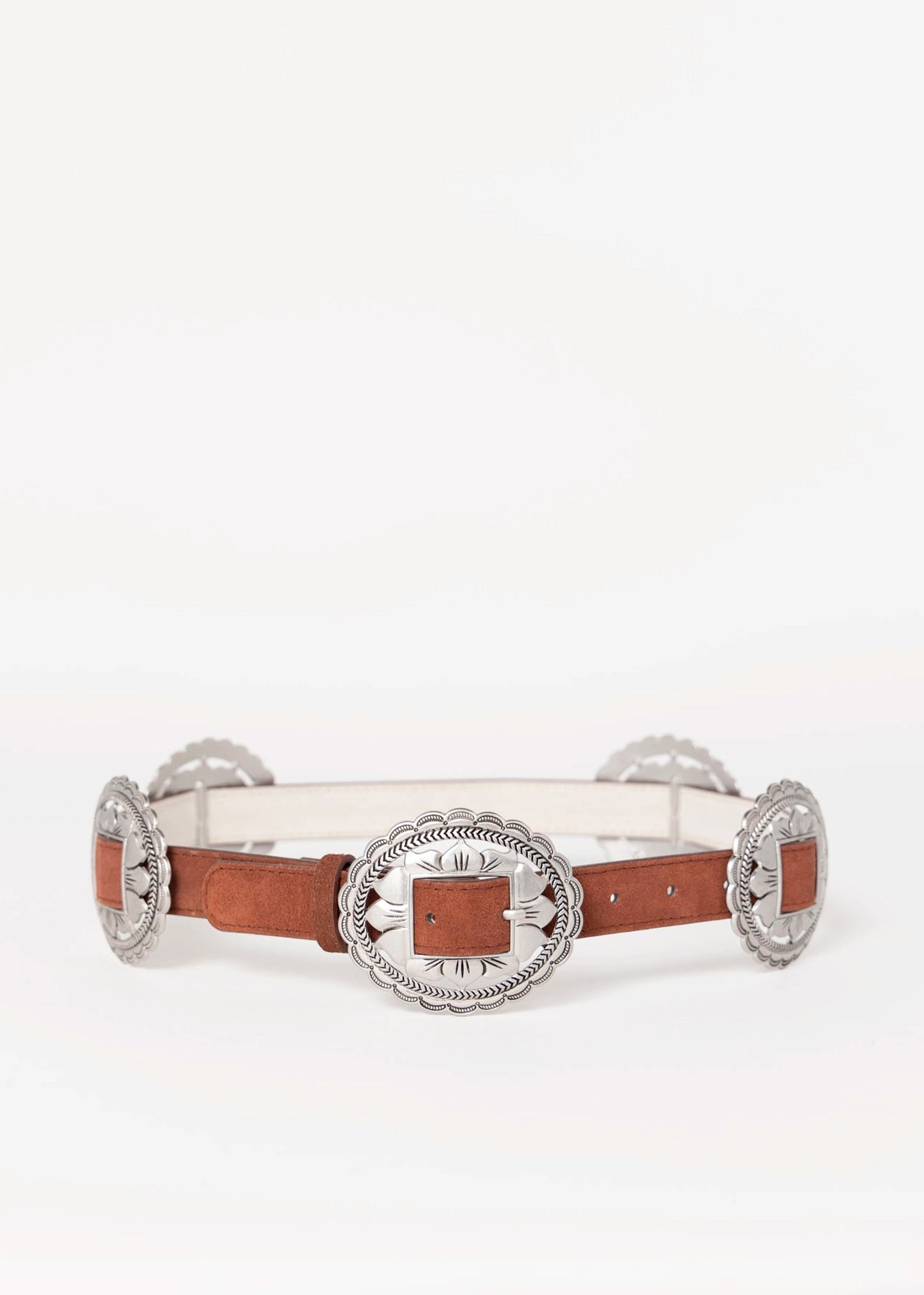 swatch_Brown western suede concho belt