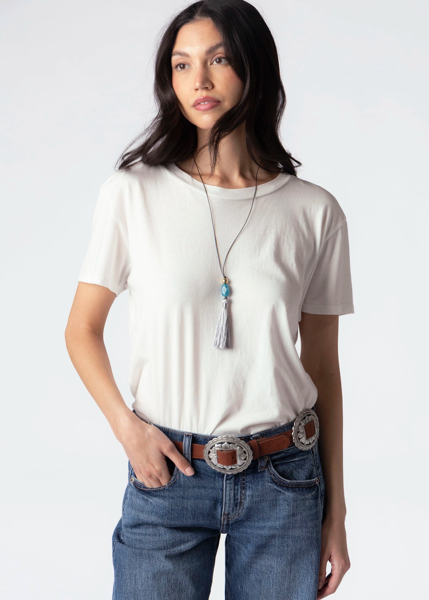 swatch_Brown western suede concho belt