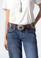 swatch_Brown western suede concho belt
