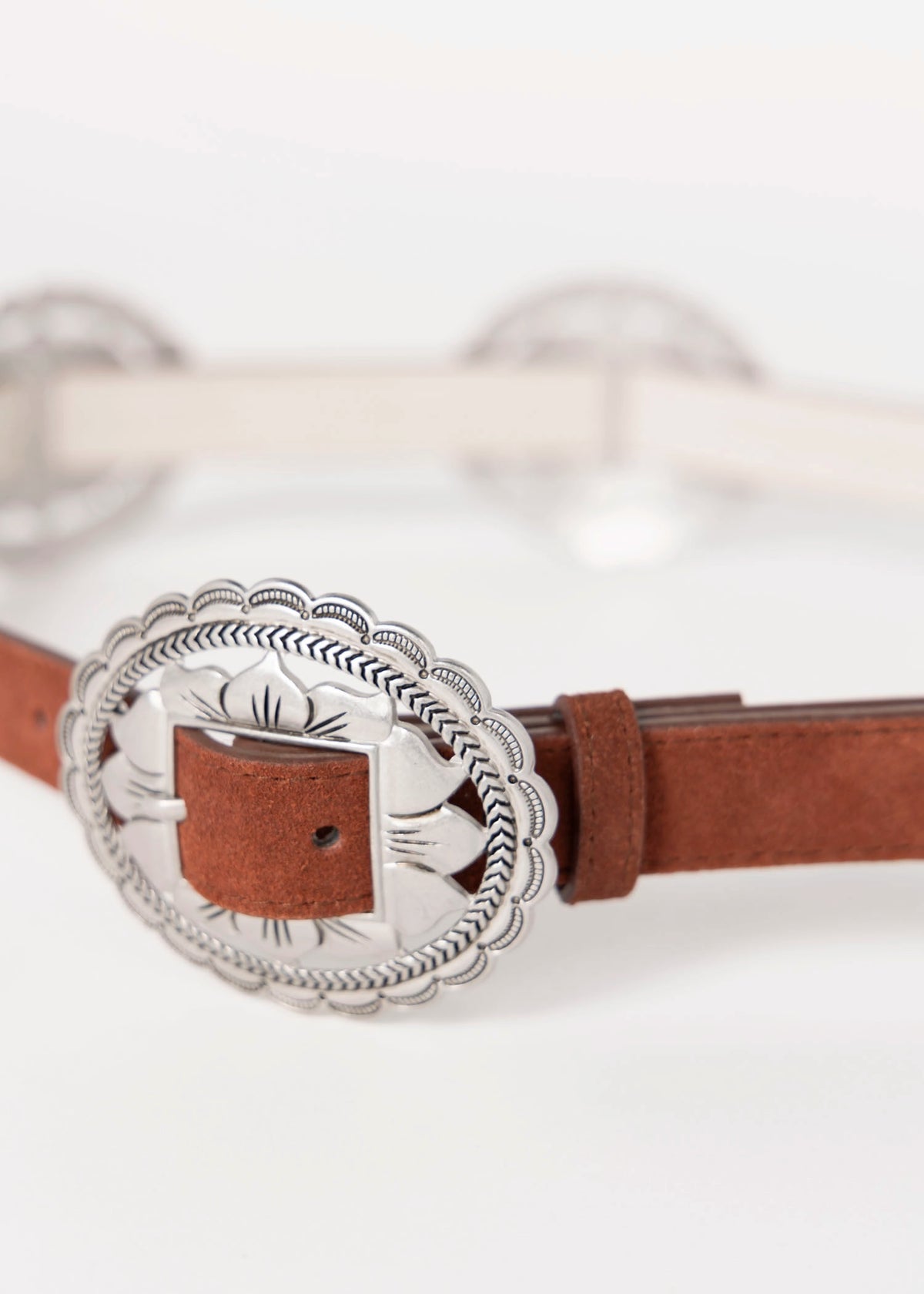 swatch_Brown western suede concho belt