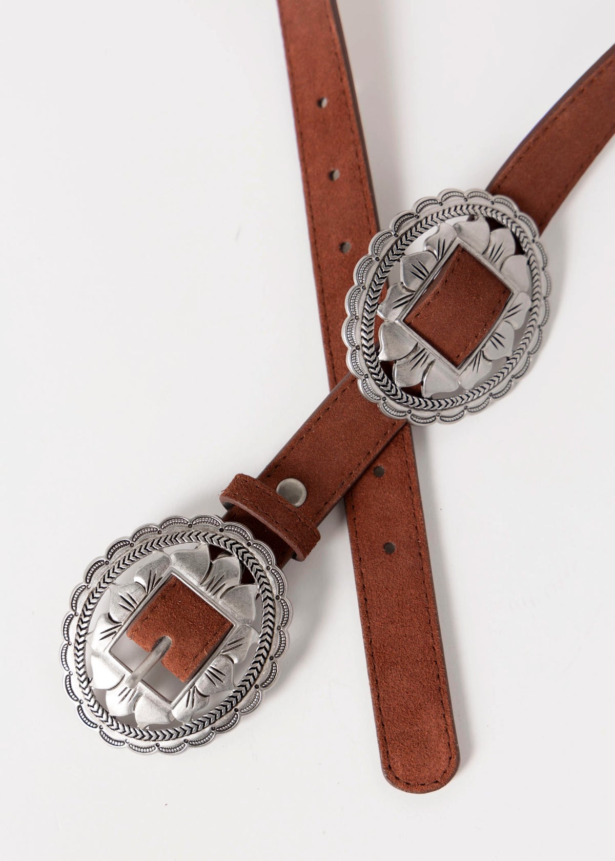 swatch_Brown western suede concho belt